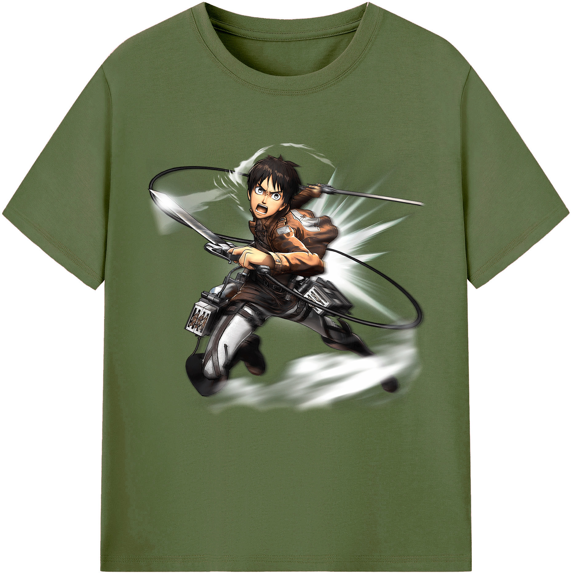 （画像用） 進撃の巨人 エレン･イェーガー Attack on Titan Eren Jäger 綿100％半袖Tシャツ（フロントプリント）
